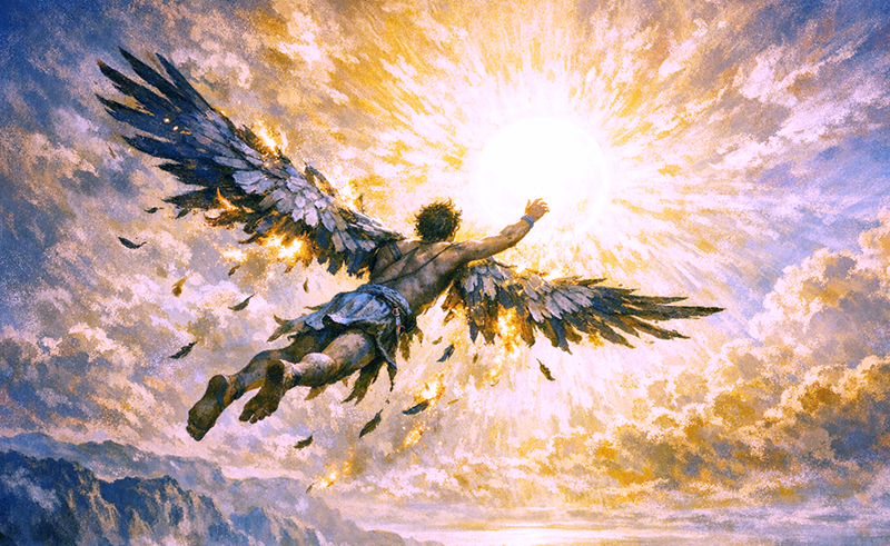 Ikarus fliegt in die Sonne