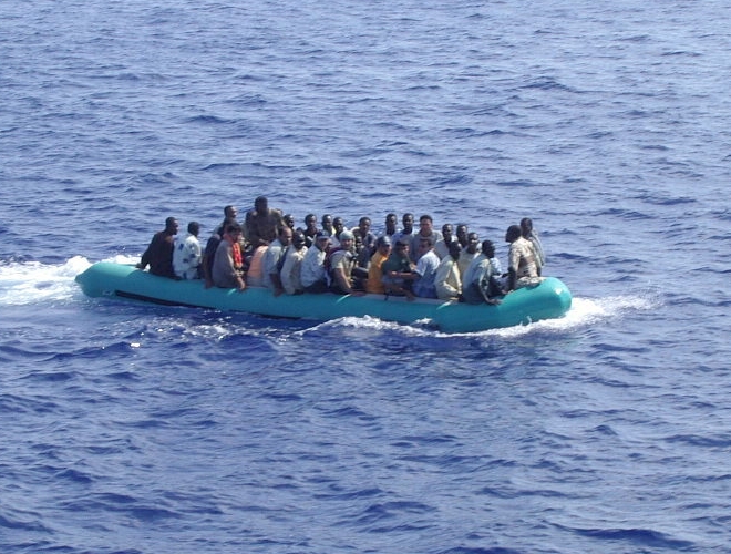 Immigranten auf Schlauchboot